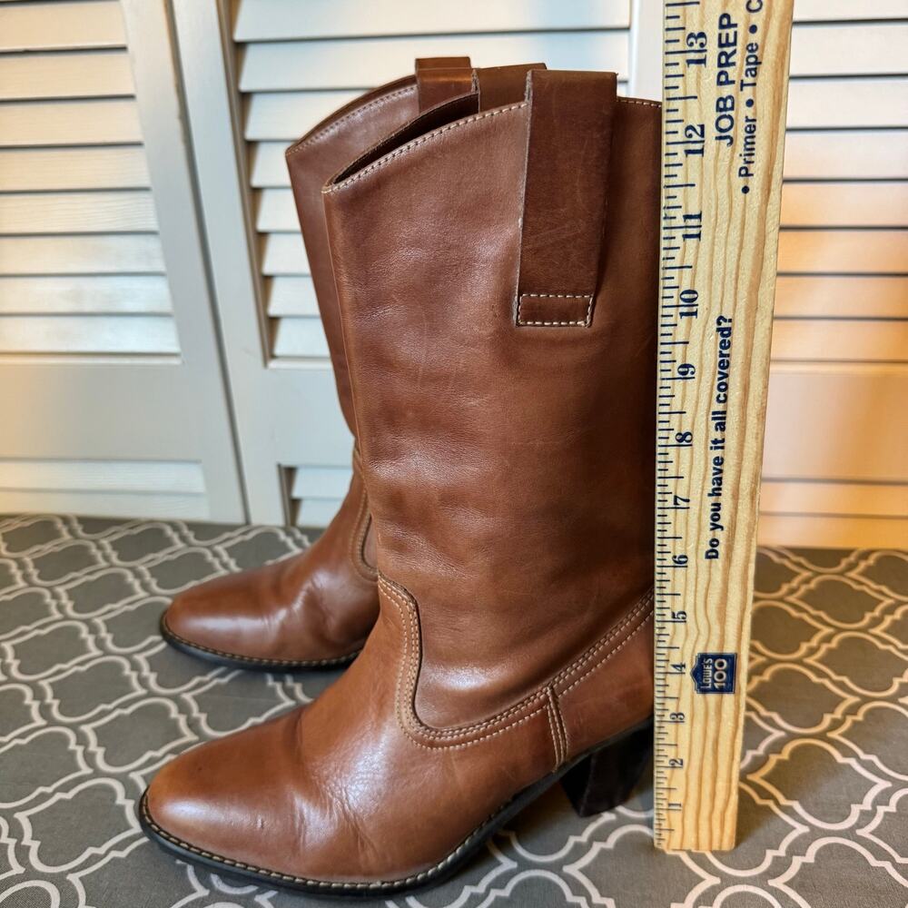 Bakers cognac brown leather Western boots Women’s size 8 block heel almond toe - Picture 5 of 9